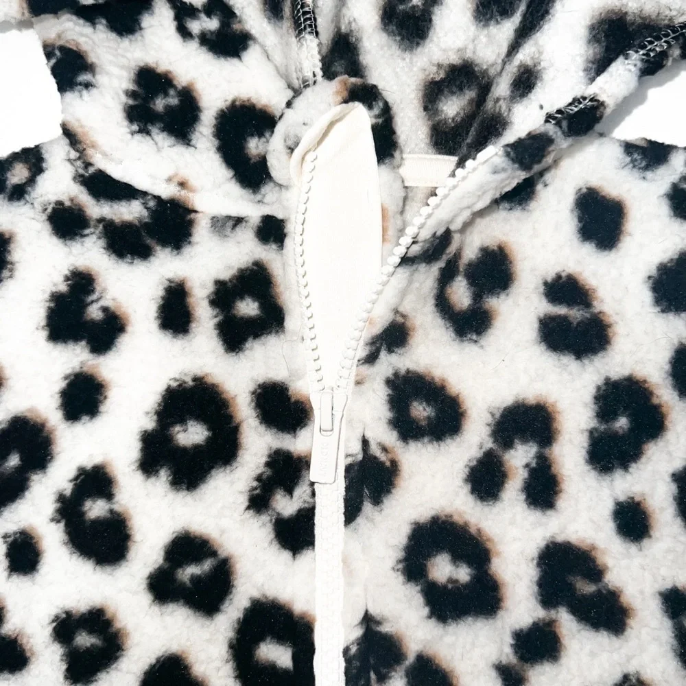Old Navy Toddler Girls Leopard Printed Sherpa Zip-Front Hooded Jacket, Size 4T
